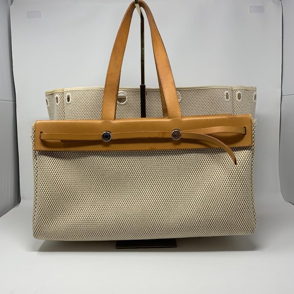 Hermes Handbags - Hermes herbag hand bag beiges canvas